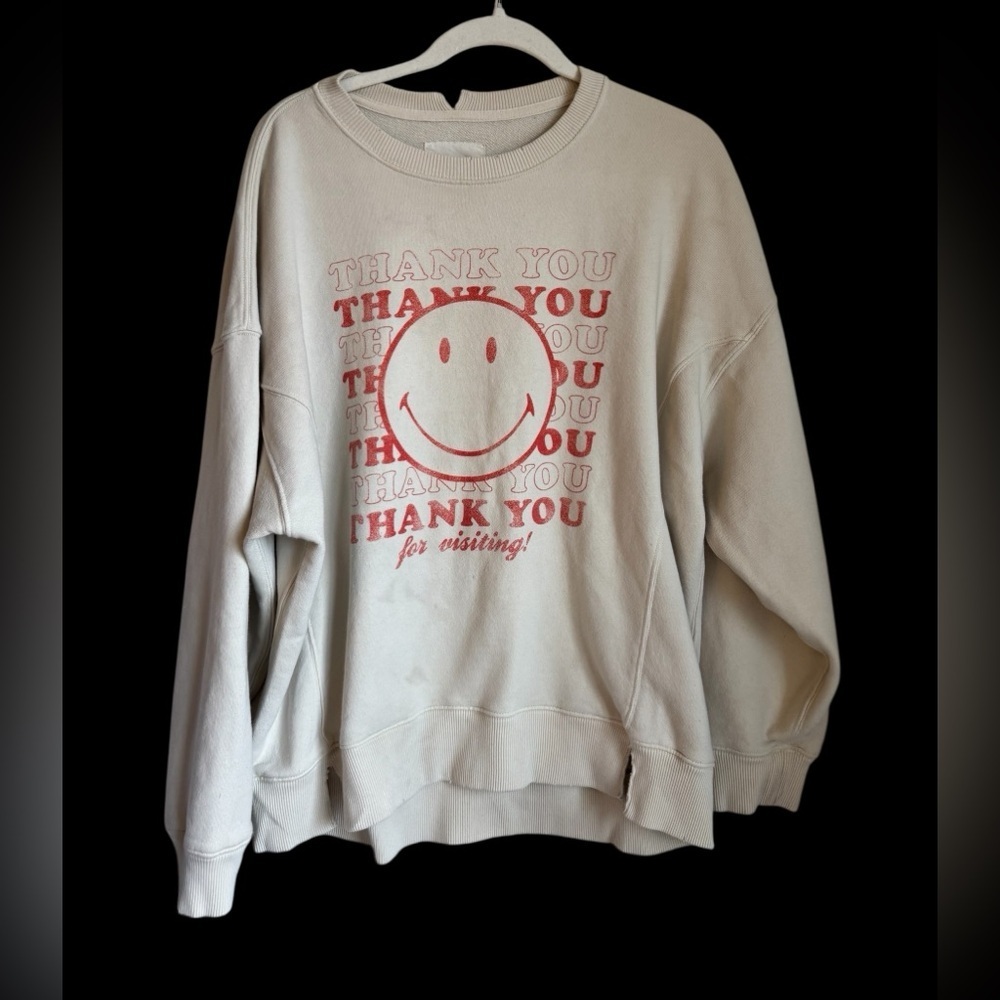 Aerie Smiley Face "Thank You For Visiting" Graphic Sweatshirt